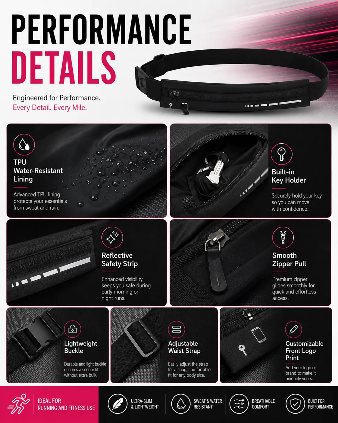 Slim Running Waist Bag — YDJL1923 - product features