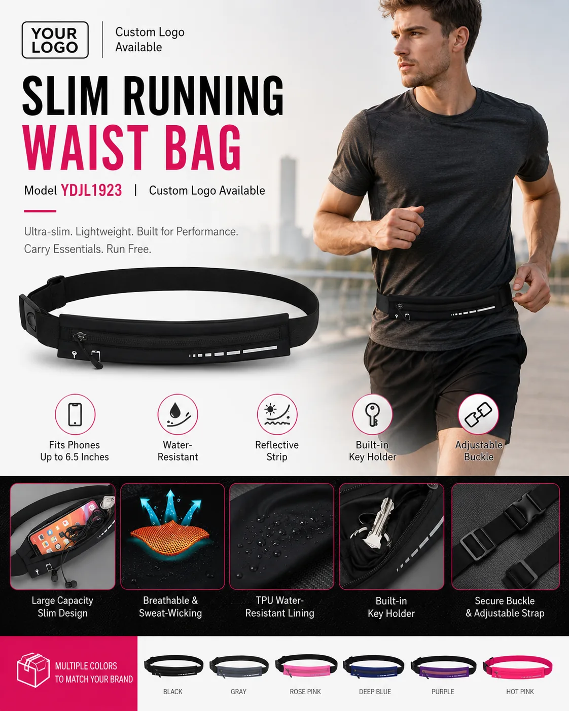 Slim Running Waist Bag — YDJL1923 - active use