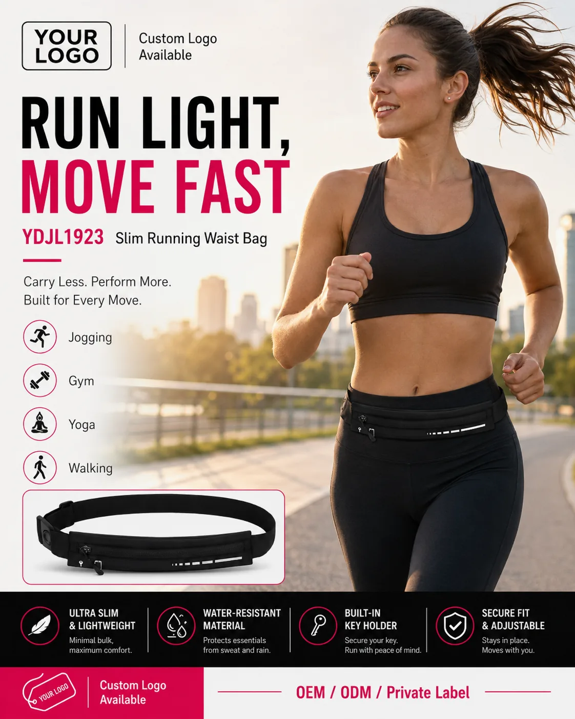 YDJL1923 Slim Running Waist Bag - lifestyle hero