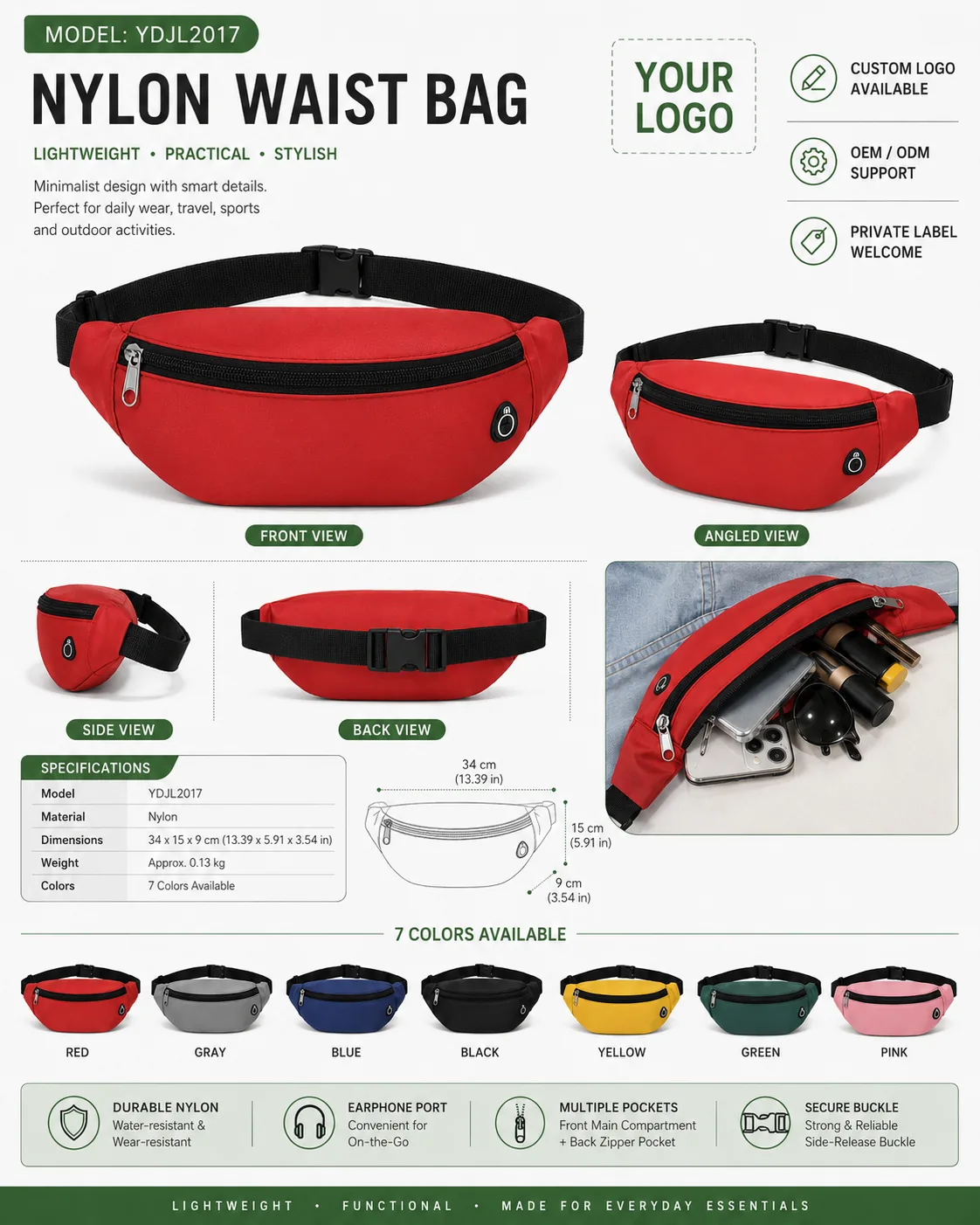 Nylon Waist Bag — YDJL2017 - product views