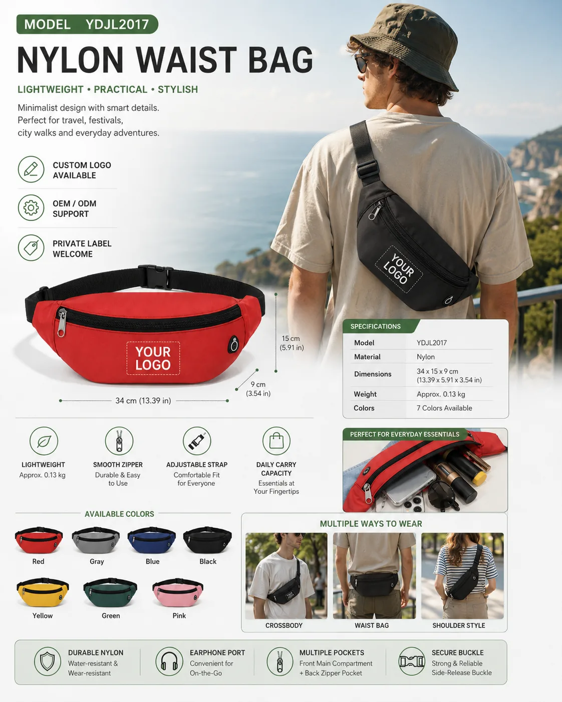 Nylon Waist Bag — YDJL2017 - outdoor use