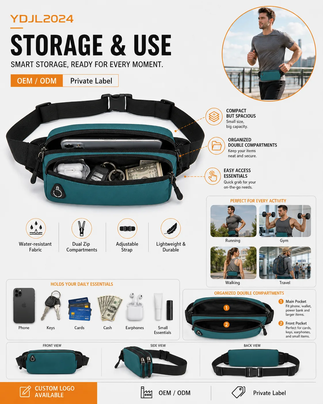 Sport Waist Bag — YDJL2024 - storage and use