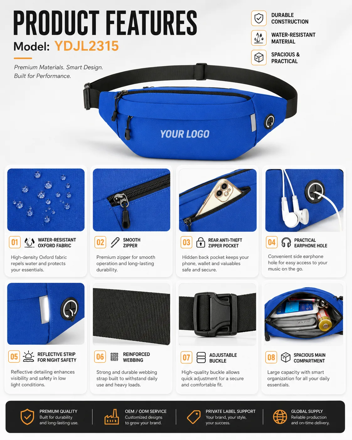 Anti-Theft Sport Waist Bag — YDJL2315 - product features