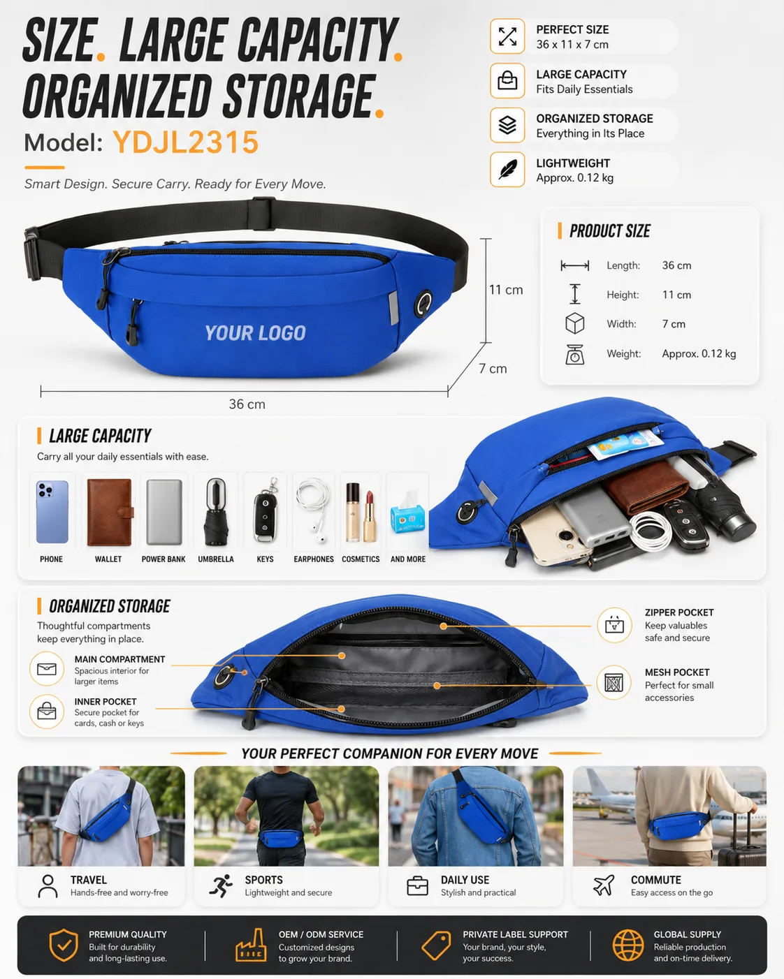 Anti-Theft Sport Waist Bag — YDJL2315 - storage and use
