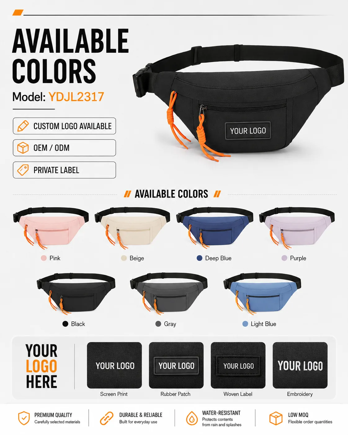 Waterproof Waist Bag — YDJL2317 - color and branding options